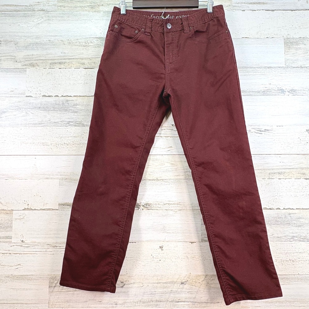 Prana Slim Fit Bridger Burgundy‎ Red Organic Cotton Blend Jeans Mens 30x27.5